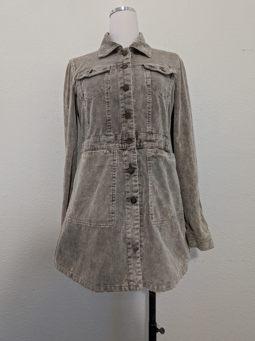 Arden B. Brown Bleach Washed Corduroy Button Up Jacket Size Medium